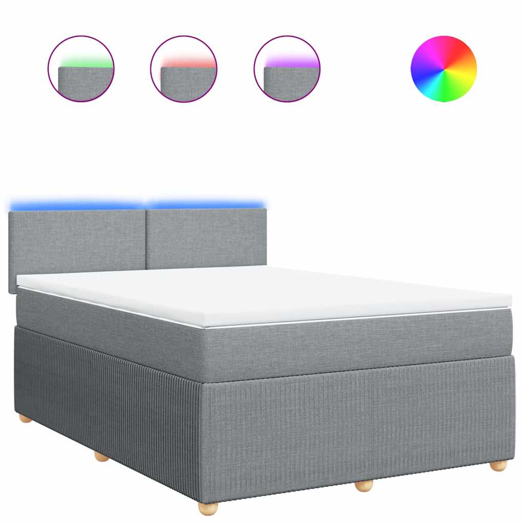 Krevet box spring s madracem svjetlosiva 160x200 cm tkanina