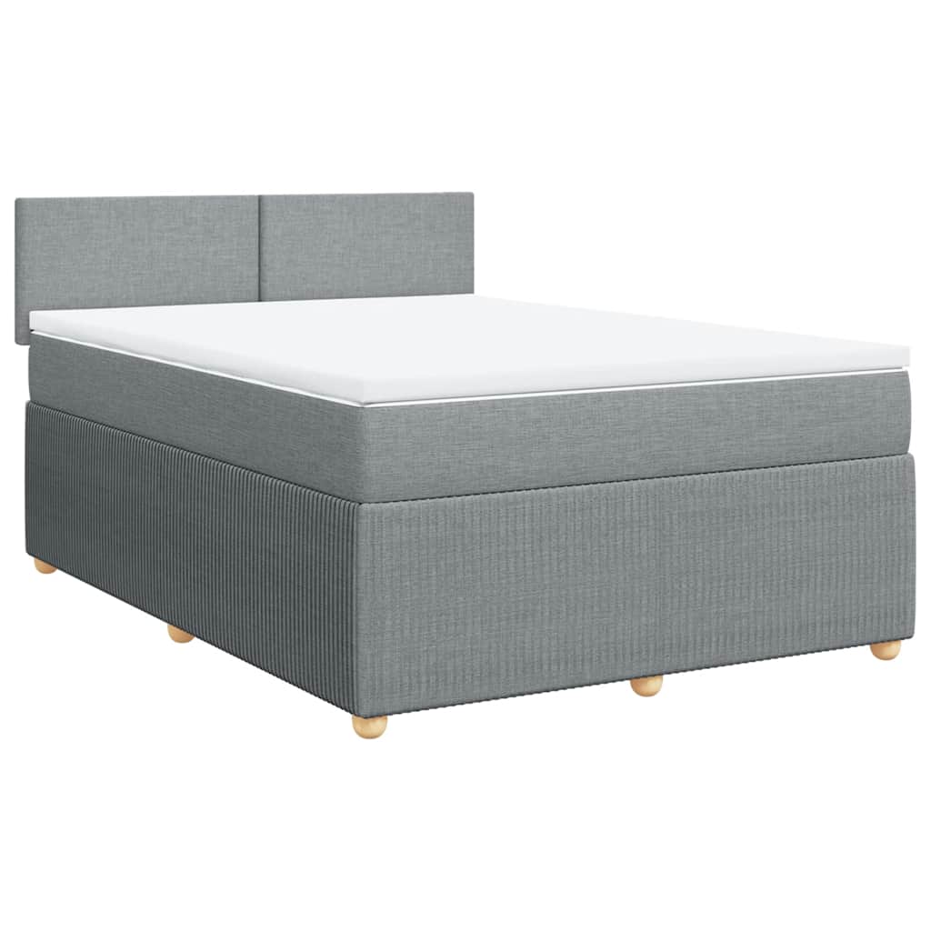 Krevet box spring s madracem svjetlosiva 160x200 cm tkanina