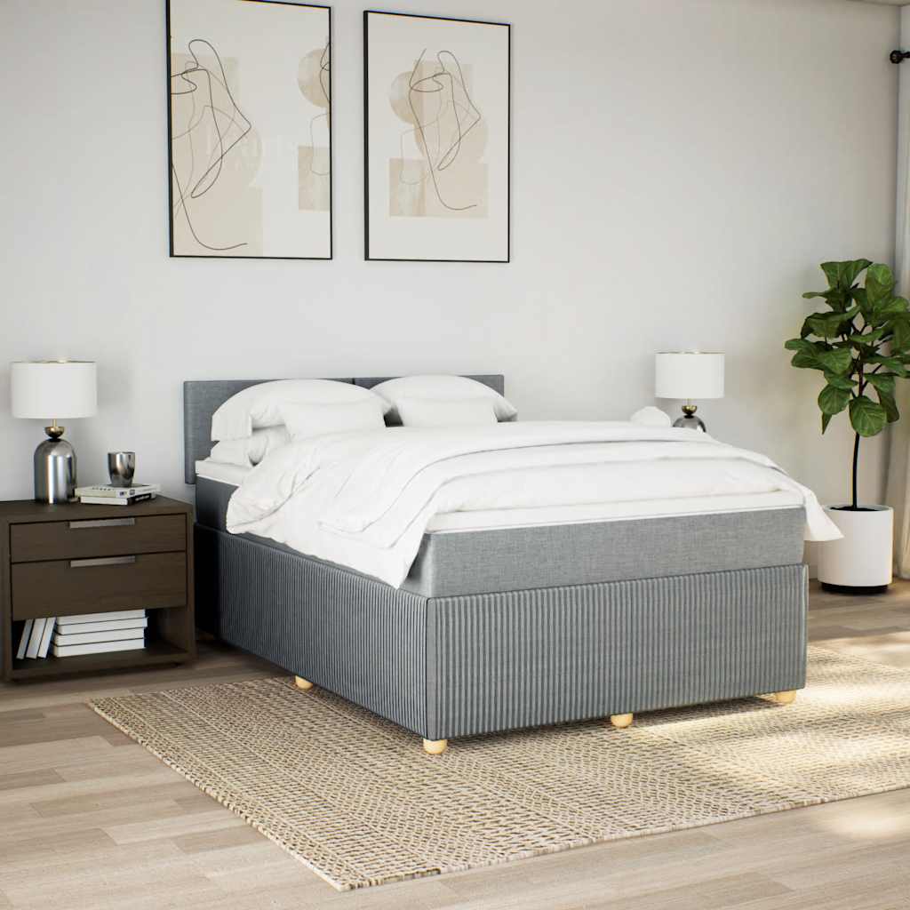 Krevet box spring s madracem svjetlosiva 160x200 cm tkanina