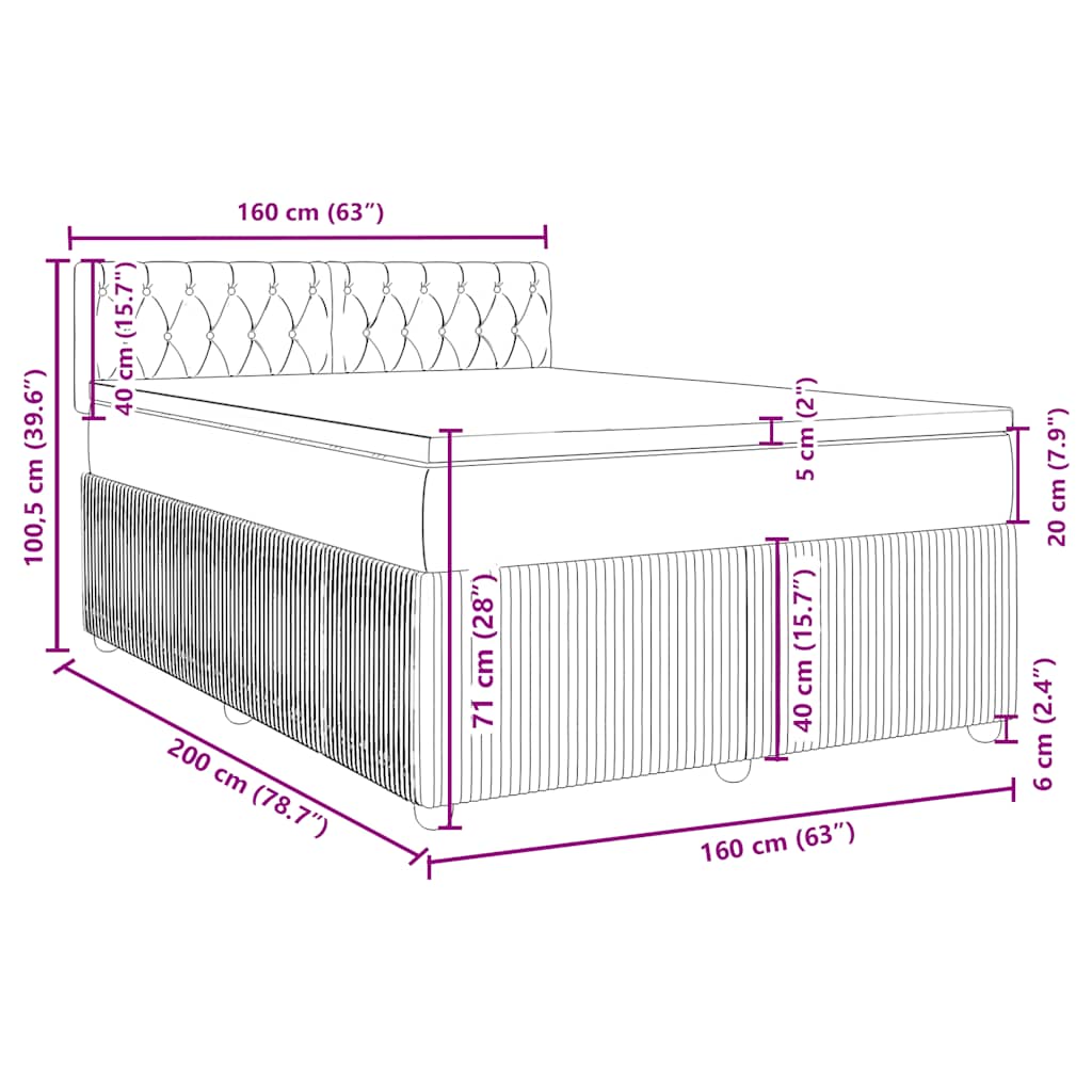 Krevet s oprugama i madracem krem 160x200 cm od tkanine