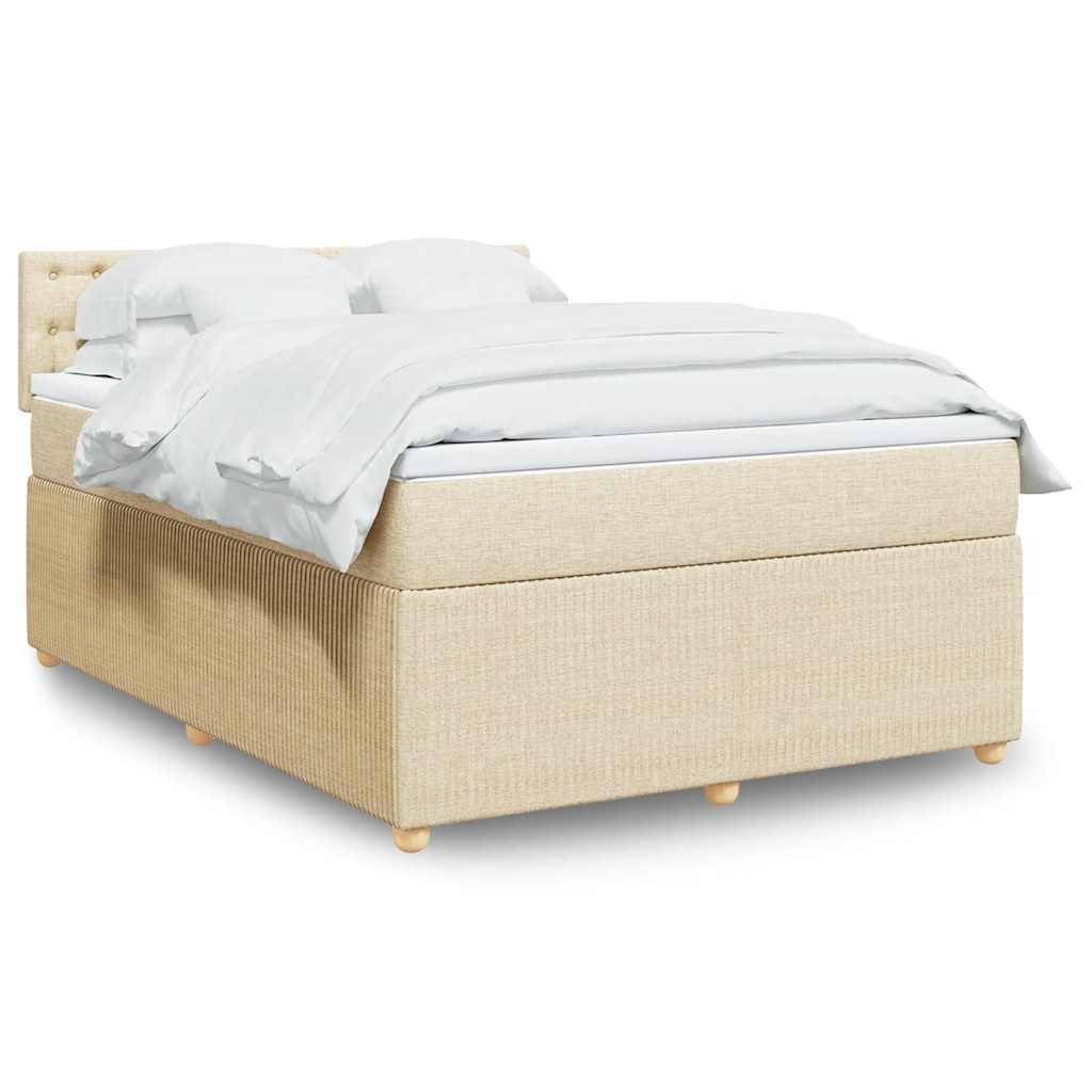 Krevet s oprugama i madracem krem 160x200 cm od tkanine