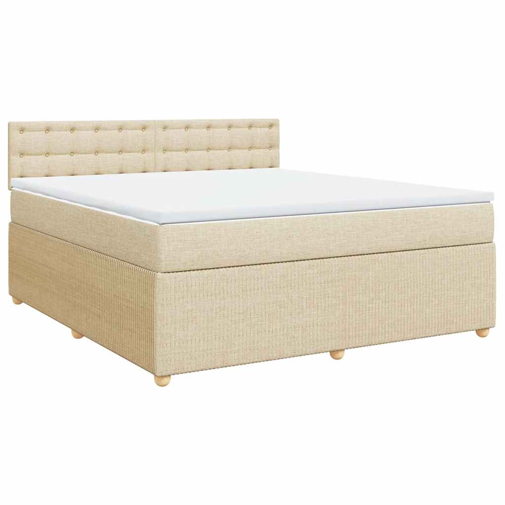 Krevet s oprugama i madracem krem 180x200 cm od tkanine