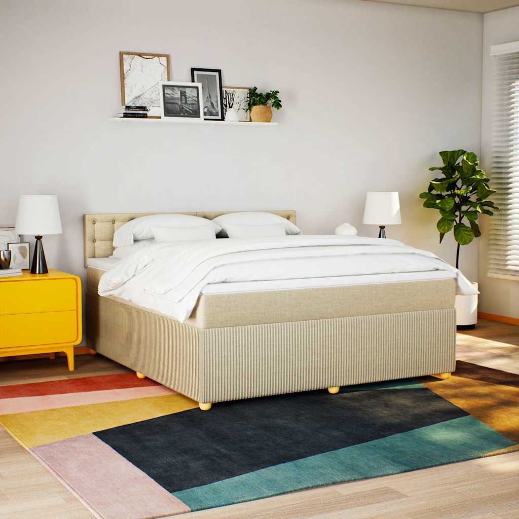 Krevet s oprugama i madracem krem 180x200 cm od tkanine