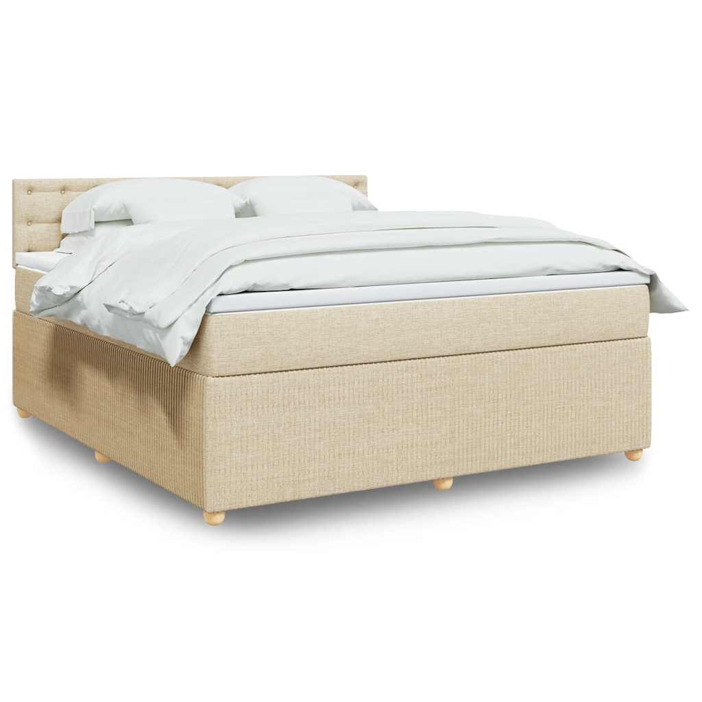 Krevet s oprugama i madracem krem 180x200 cm od tkanine