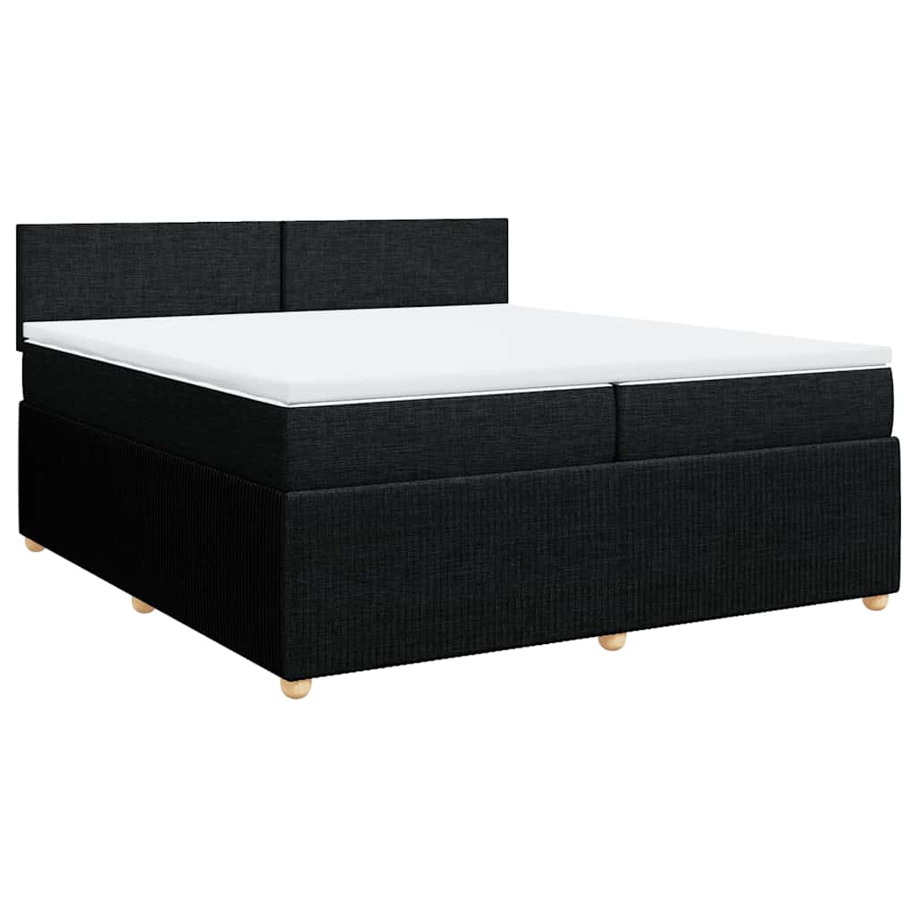 Krevet s oprugama i madracem crni 200x200 cm od tkanine