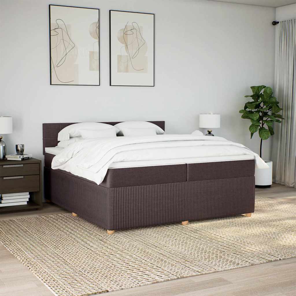 Krevet s oprugama i madracem tamnosmeđi 200x200 cm od tkanine