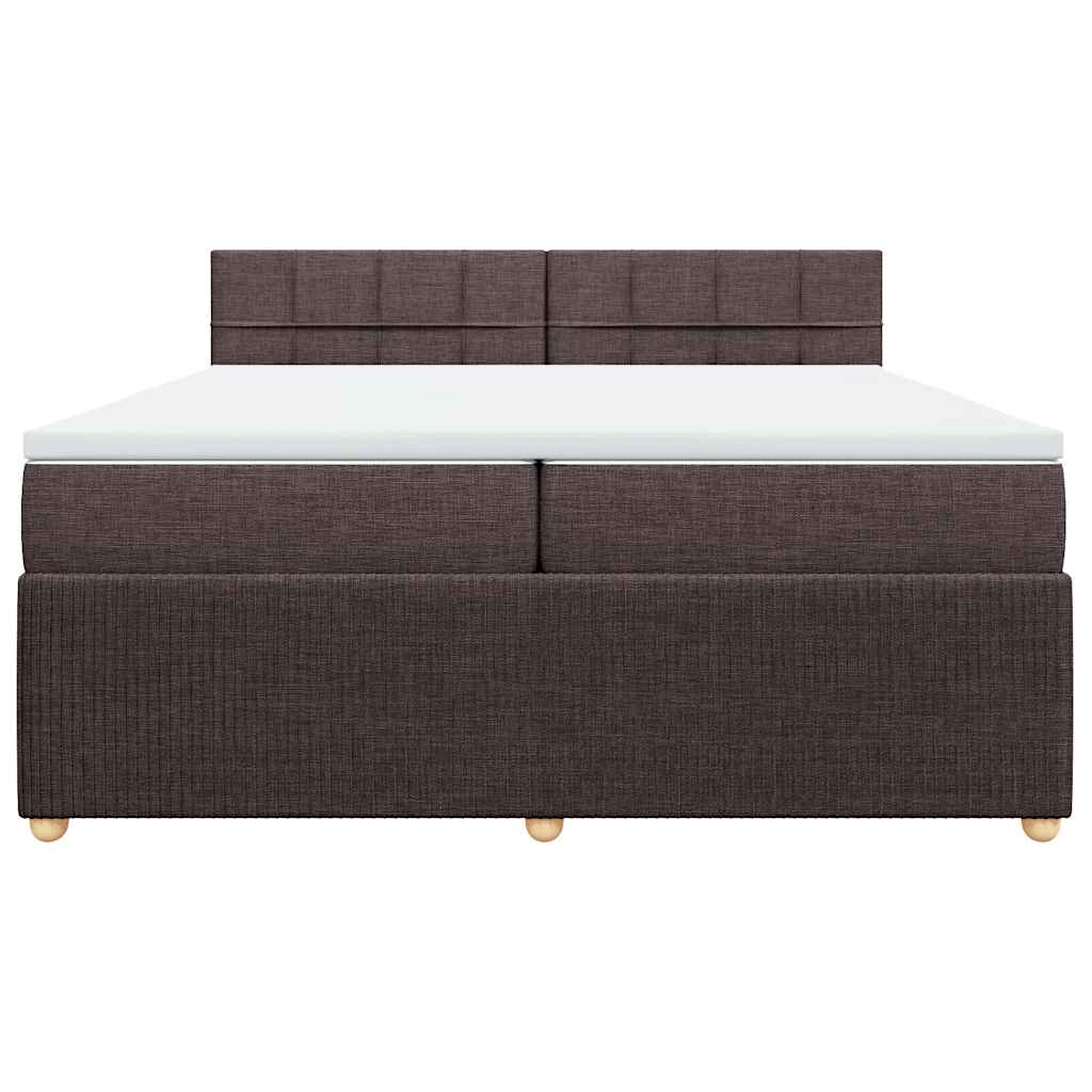 Krevet s oprugama i madracem tamnosmeđi 200x200 cm od tkanine