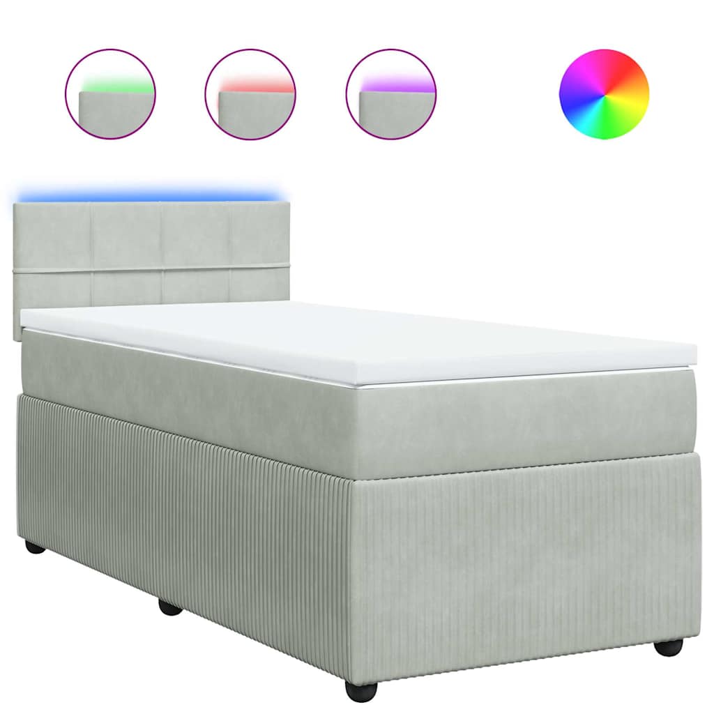 Box spring krevet s madracem svjetlosivi 80 x 200 cm baršunasti