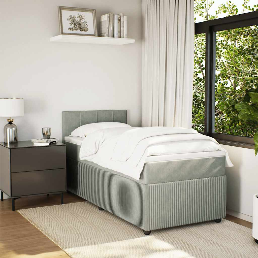 Box spring krevet s madracem svjetlosivi 80 x 200 cm baršunasti