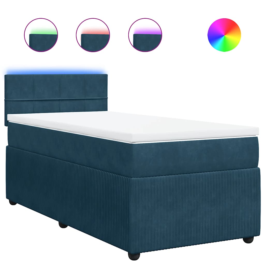 Box spring krevet s madracem plavi 80 x 200 cm baršunasti