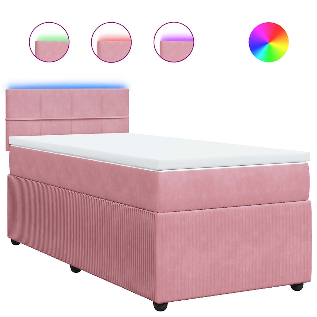 Box spring krevet s madracem ružičasti 80 x 200 cm baršunasti