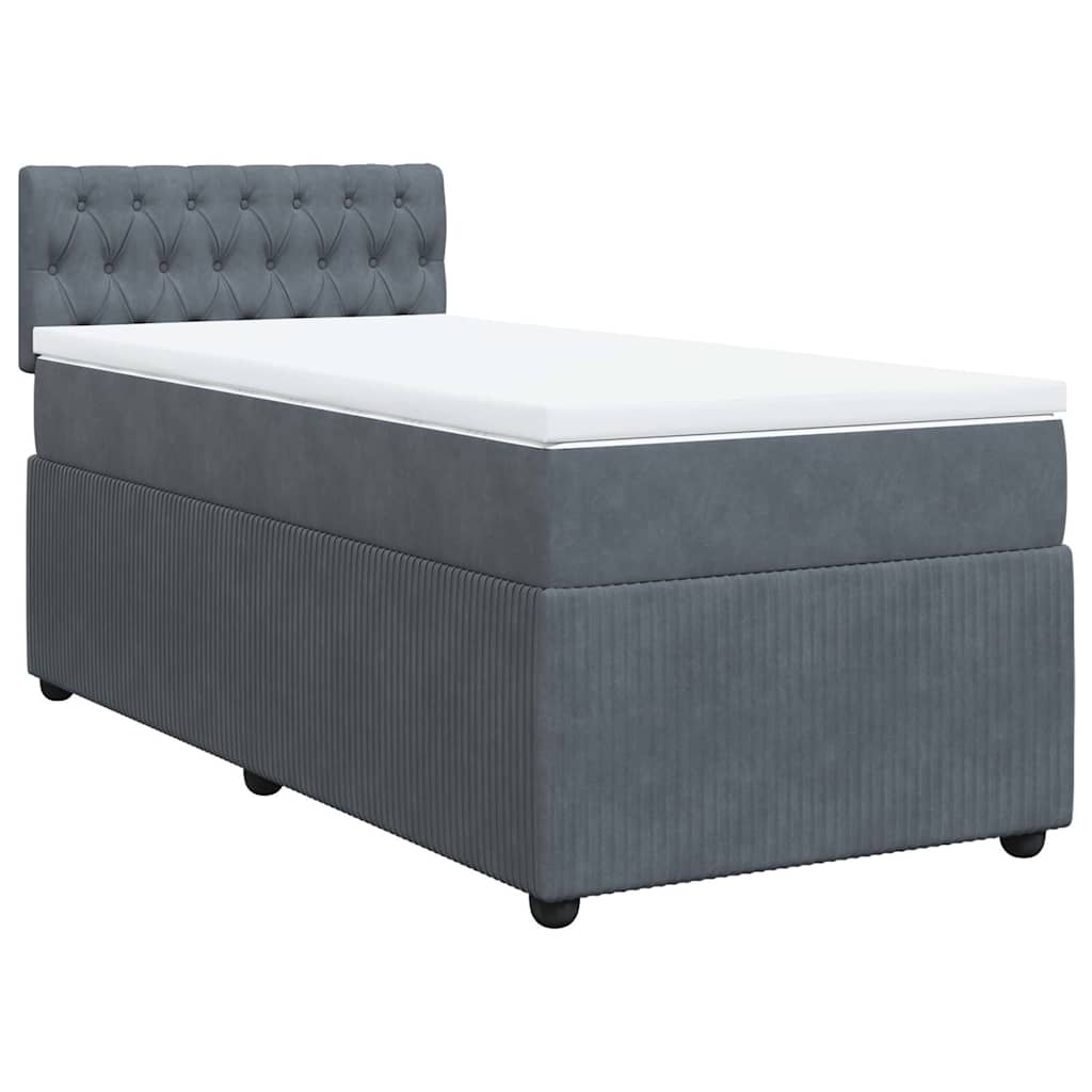 Box spring krevet s madracem tamnosivi 80 x 200 cm baršunasti