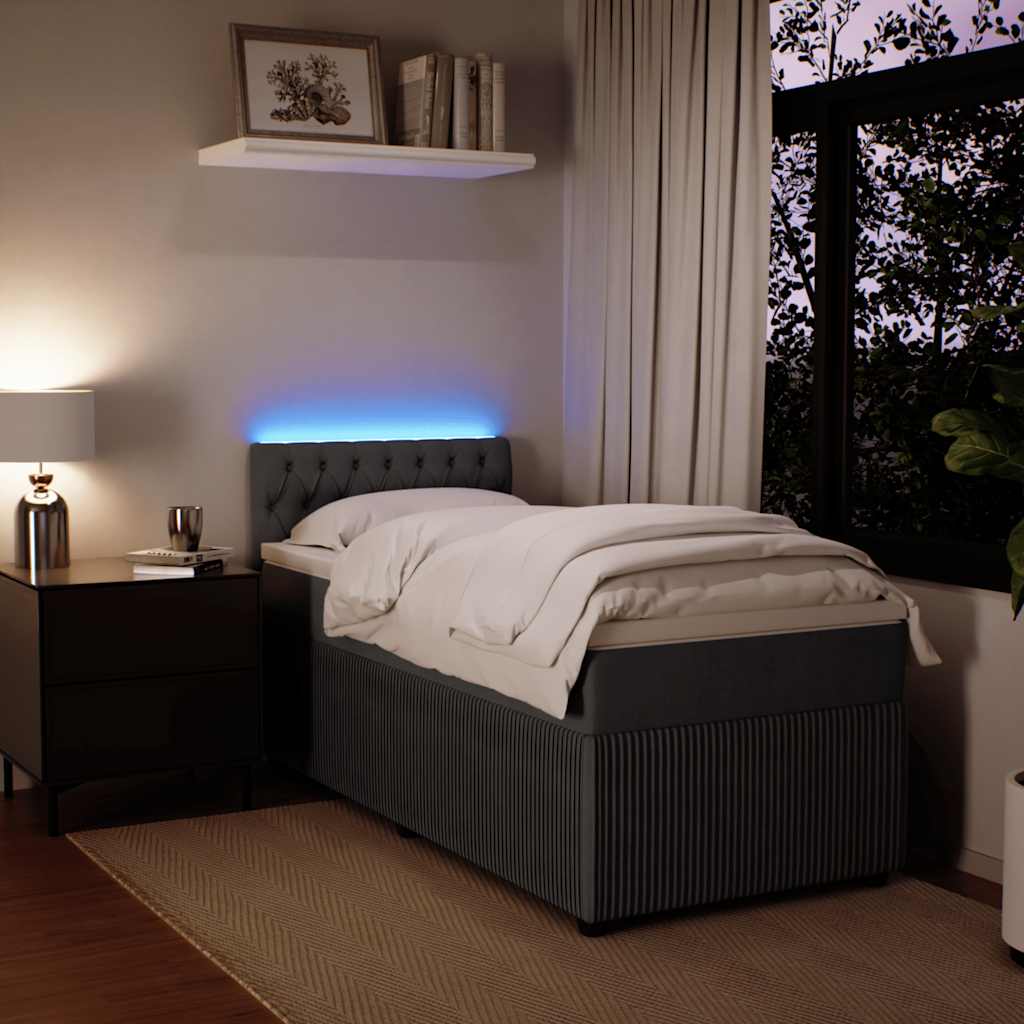 Box spring krevet s madracem tamnosivi 80 x 200 cm baršunasti