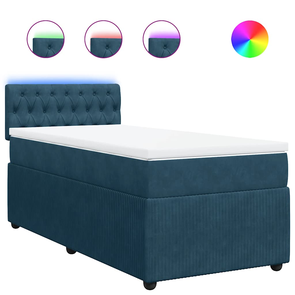 Box spring krevet s madracem plavi 80 x 200 cm baršunasti