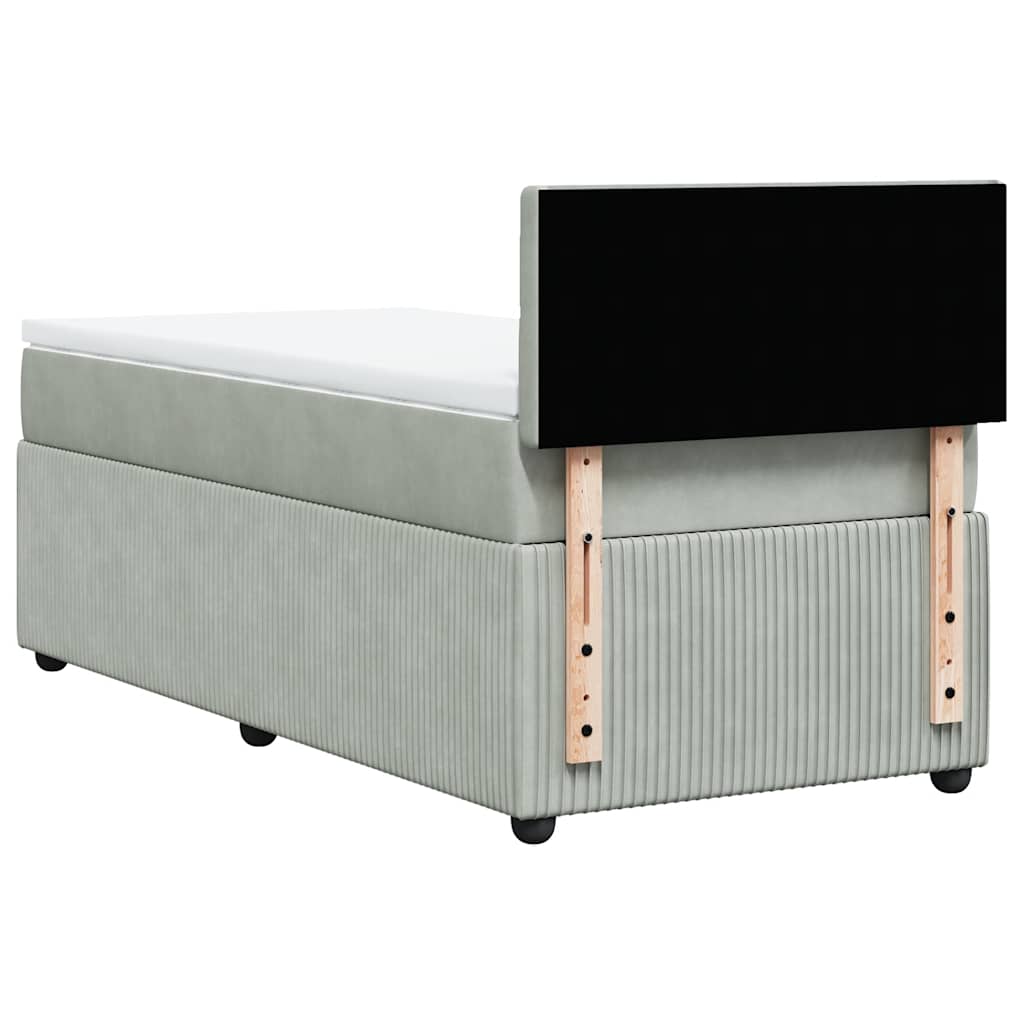 Box spring krevet s madracem svjetlosivi 80 x 200 cm baršunasti