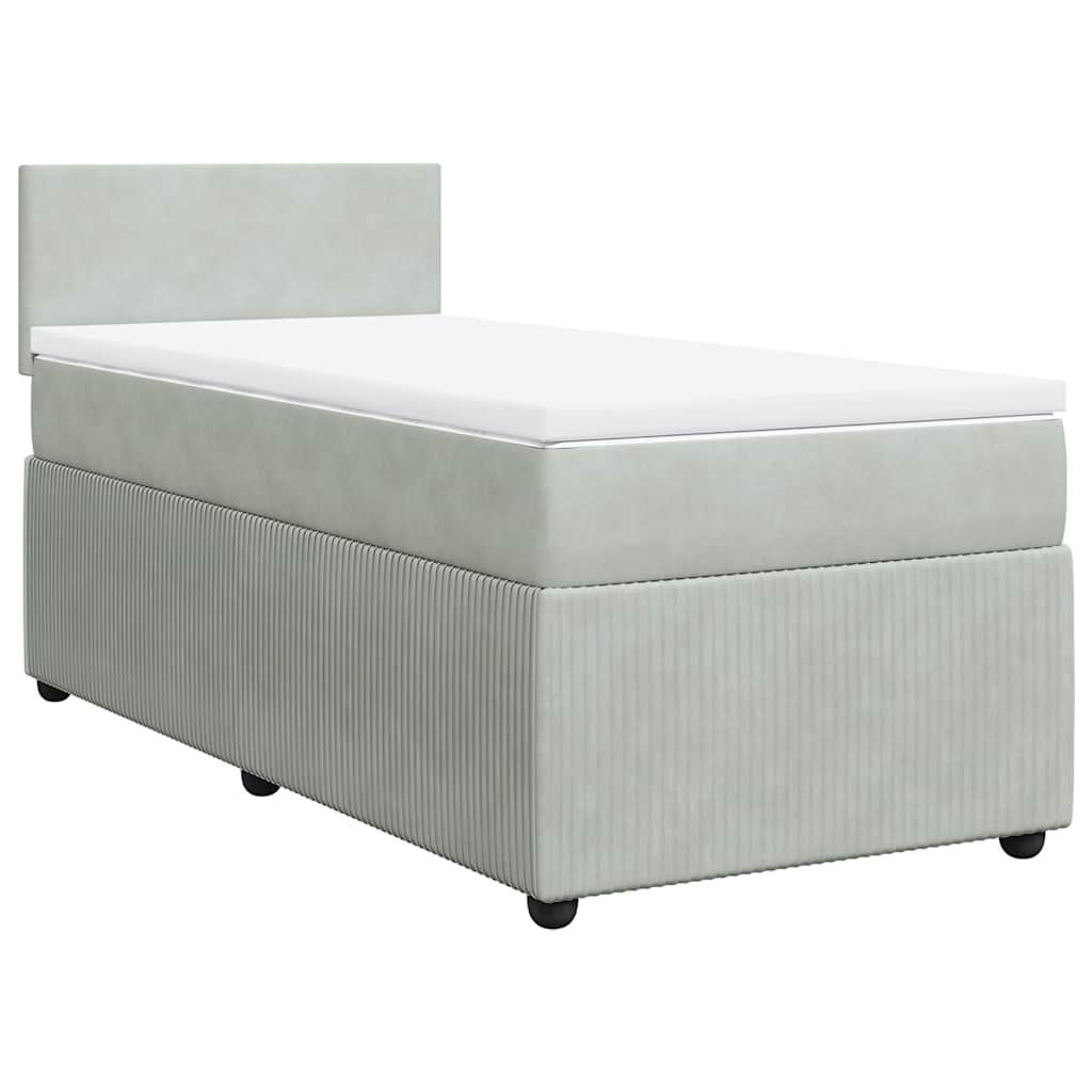 Box spring krevet s madracem svjetlosivi 90x190 cm baršunasti