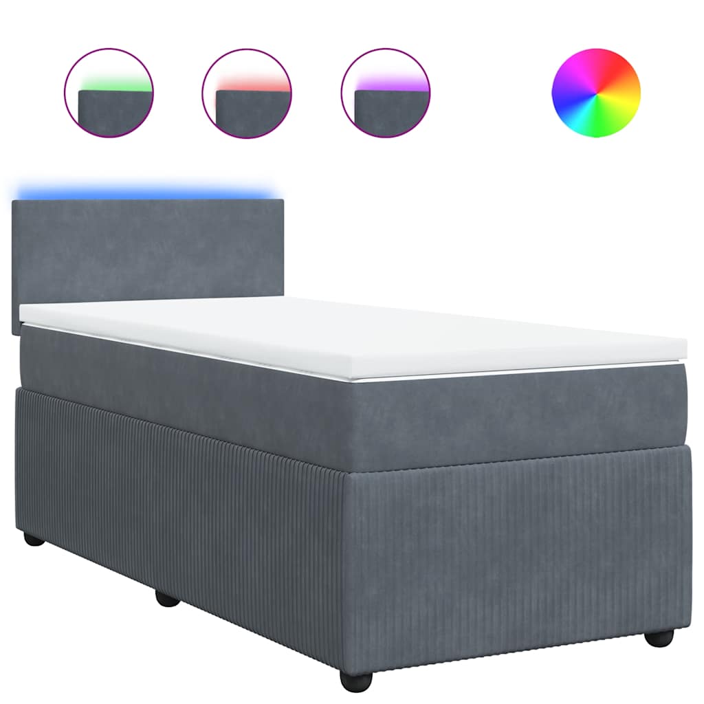 Box spring krevet s madracem tamnosivi 90x190 cm baršunasti