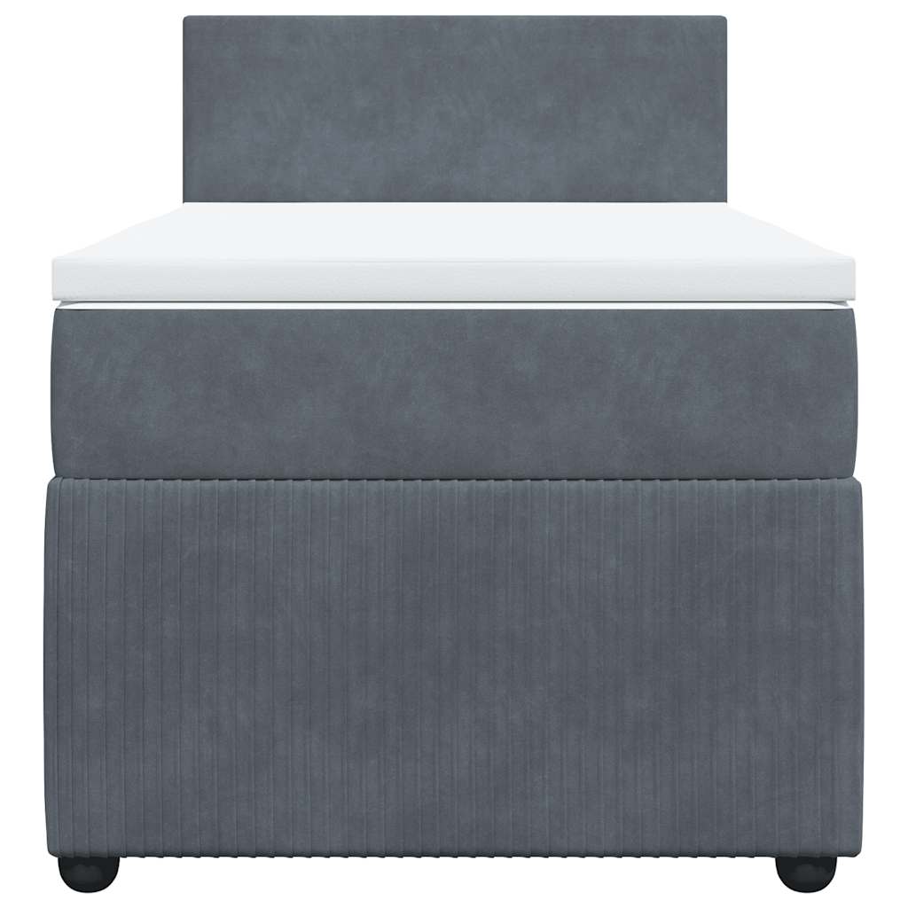 Box spring krevet s madracem tamnosivi 90x190 cm baršunasti