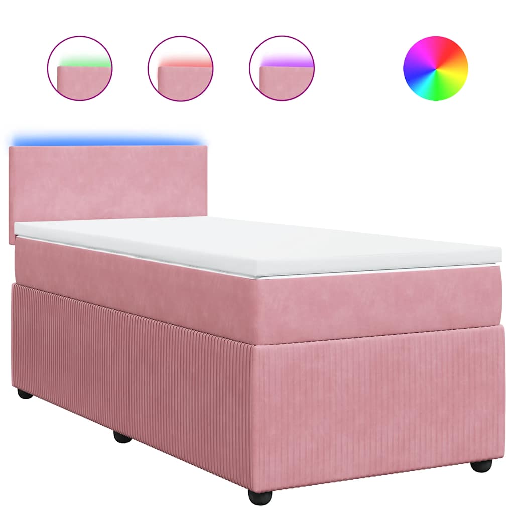 Box spring krevet s madracem ružičasti 90x190 cm baršunasti