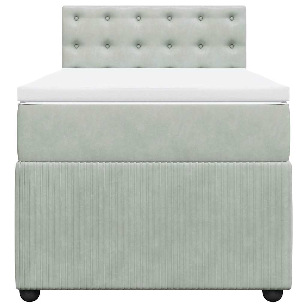Box spring krevet s madracem svjetlosivi 90x190 cm baršunasti