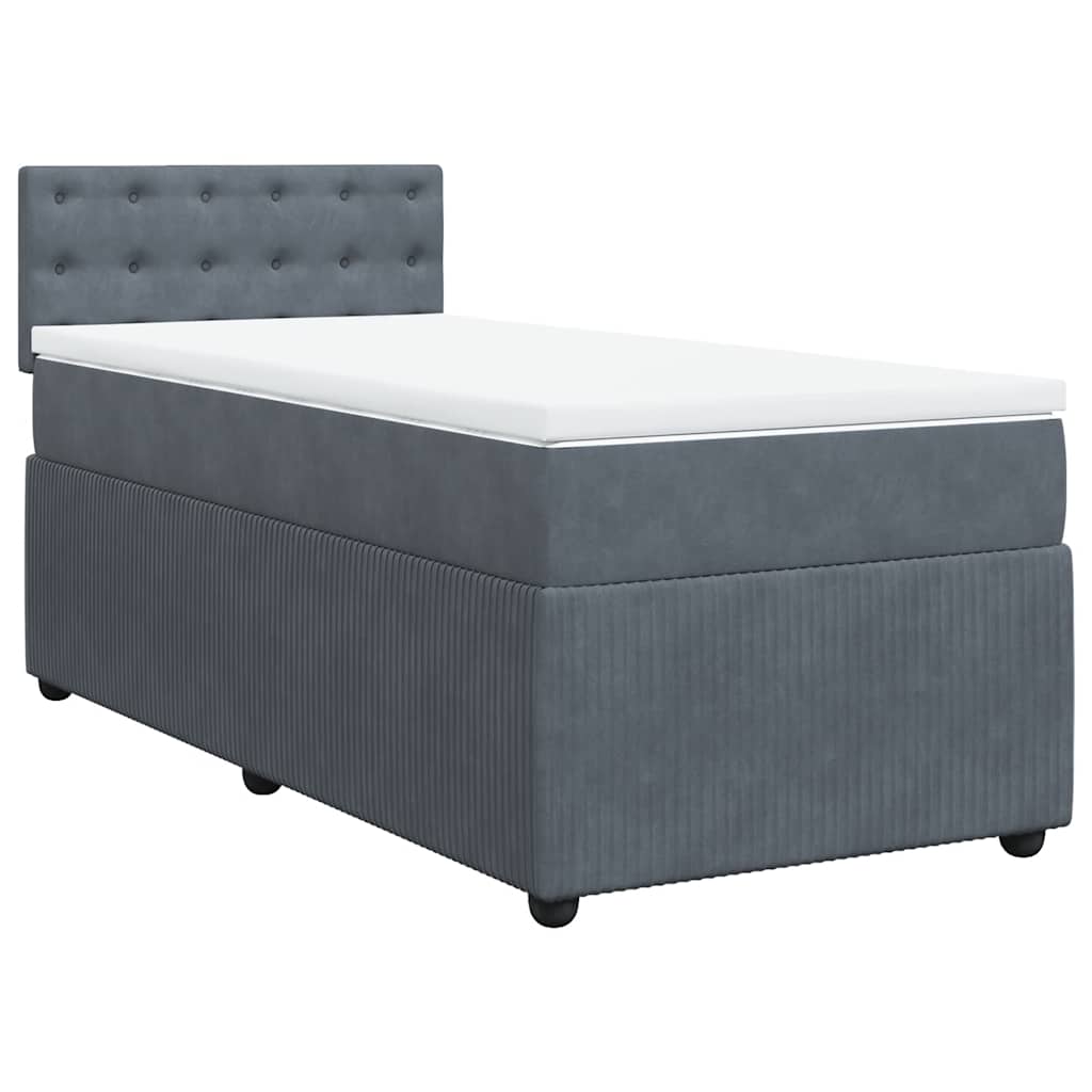Box spring krevet s madracem tamnosivi 90x190 cm baršunasti
