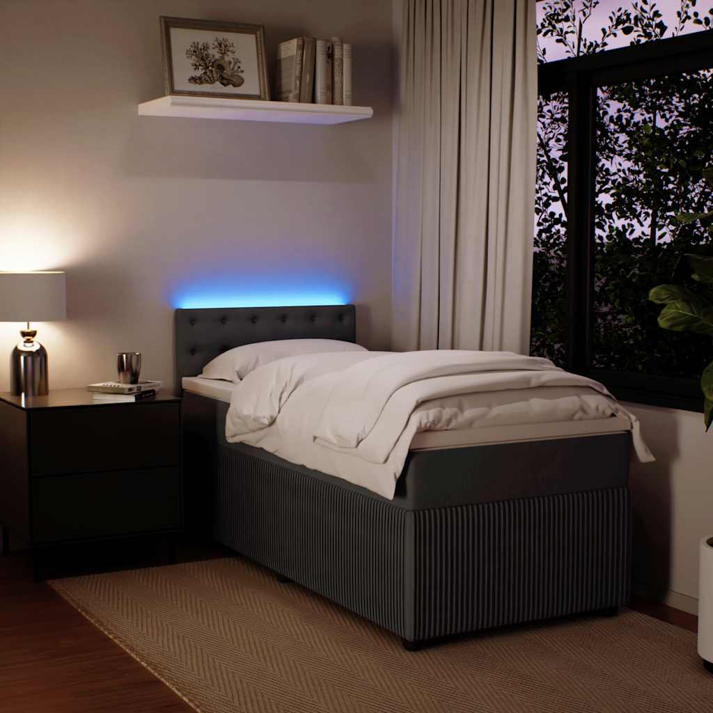 Box spring krevet s madracem tamnosivi 90x190 cm baršunasti