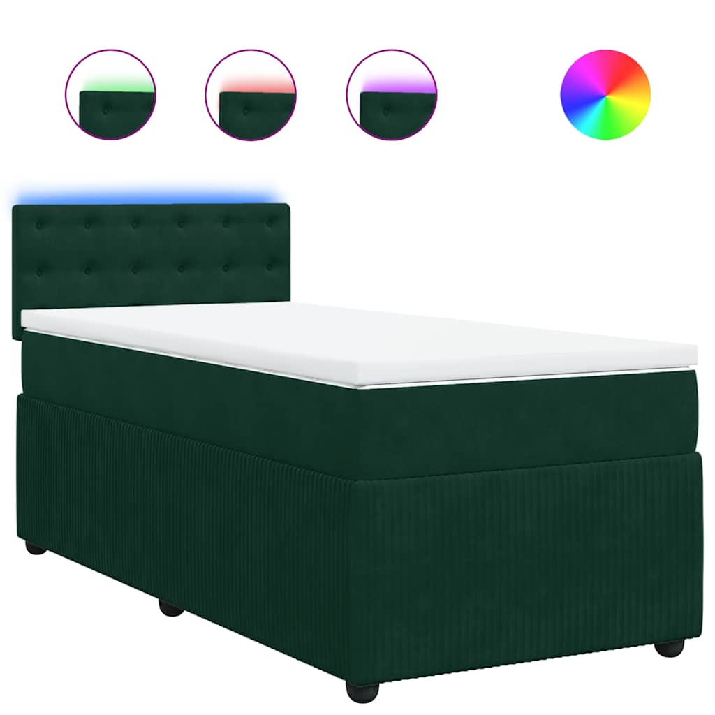 Box spring krevet s madracem tamnozeleni 90x190 cm baršunasti