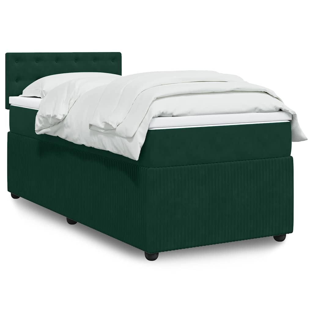 Box spring krevet s madracem tamnozeleni 90x190 cm baršunasti