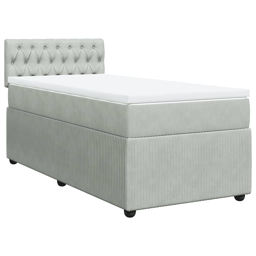 Box spring krevet s madracem svjetlosivi 90x190 cm baršunasti