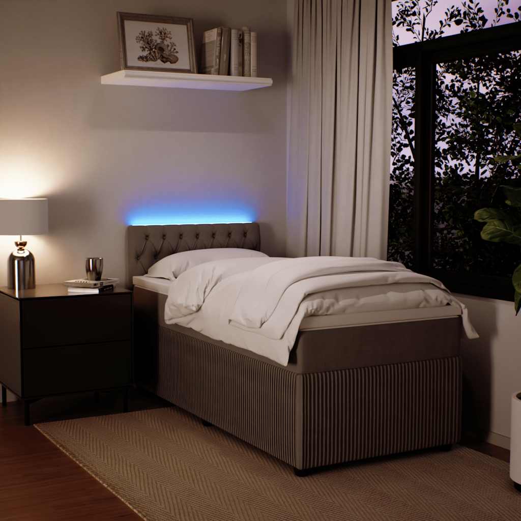Box spring krevet s madracem svjetlosivi 90x190 cm baršunasti