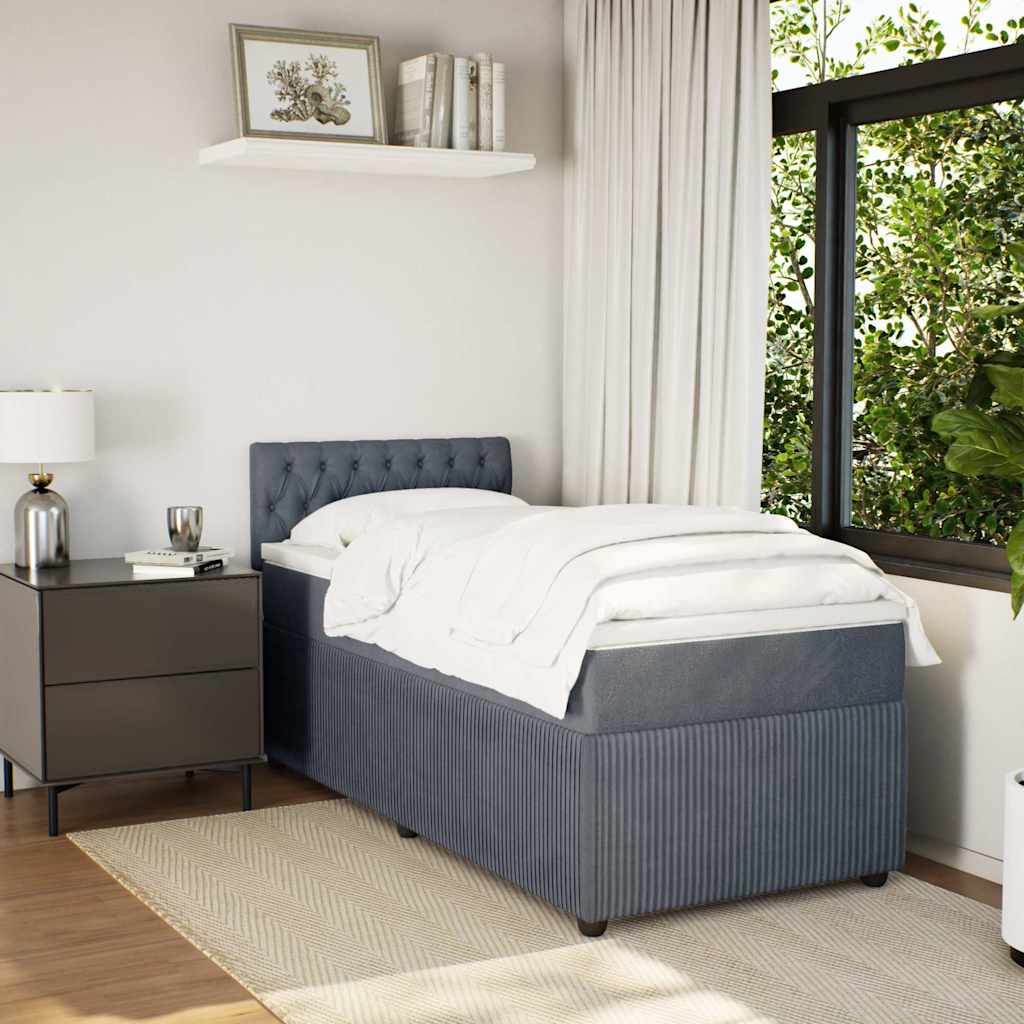 Box spring krevet s madracem tamnosivi 90x190 cm baršunasti