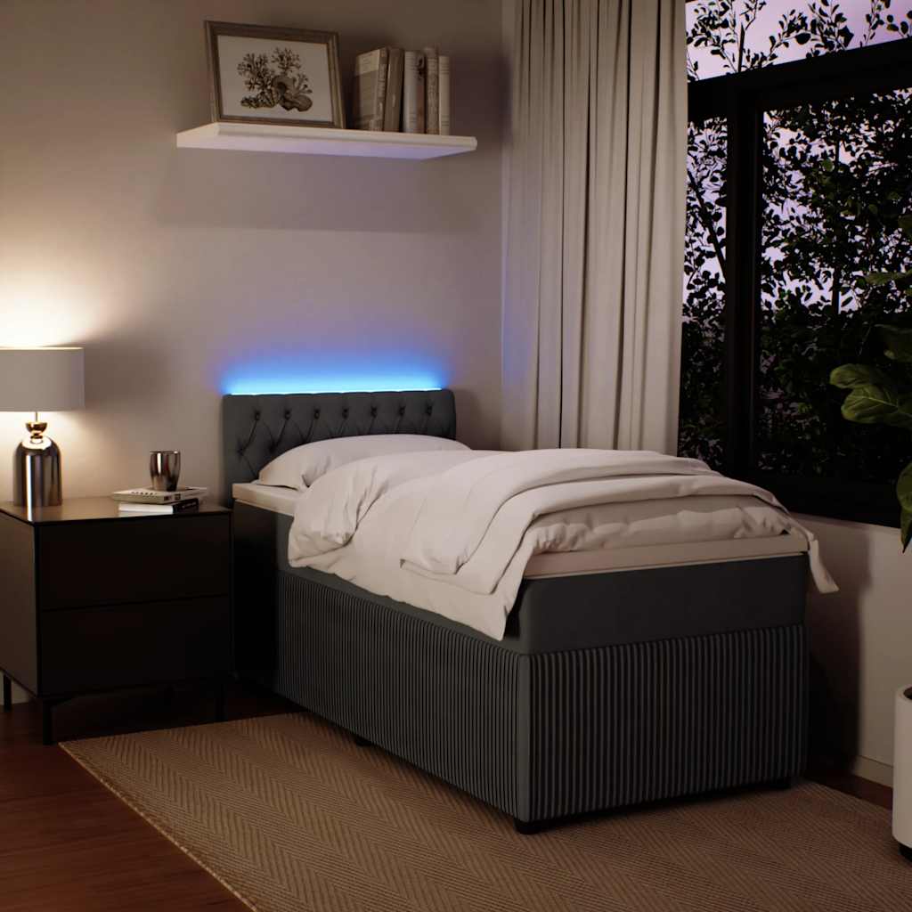 Box spring krevet s madracem tamnosivi 90x190 cm baršunasti