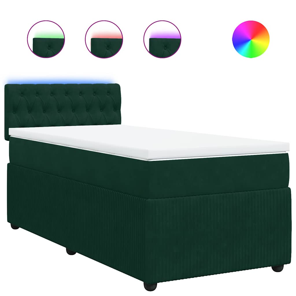 Box spring krevet s madracem tamnozeleni 90x190 cm baršunasti