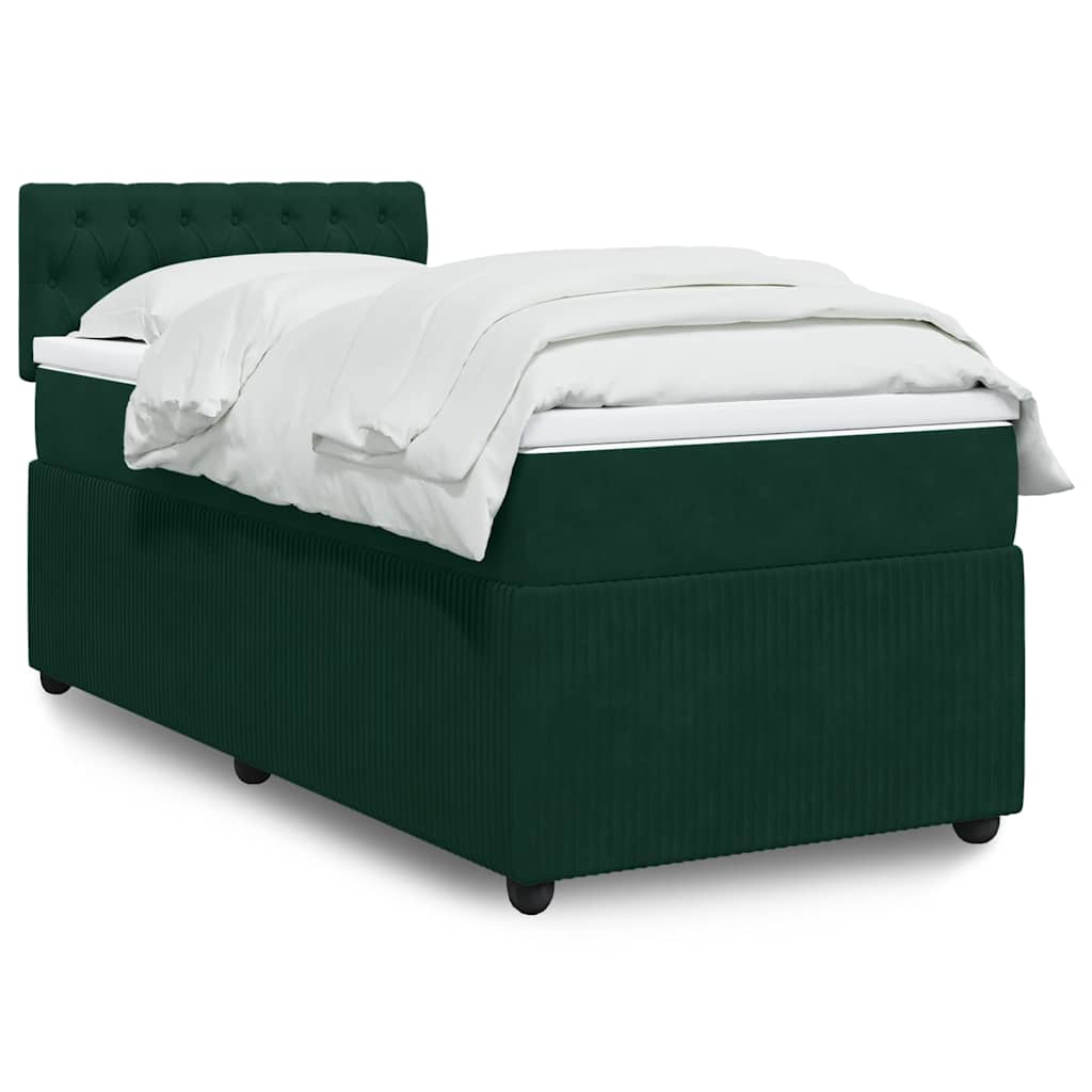 Box spring krevet s madracem tamnozeleni 90x190 cm baršunasti
