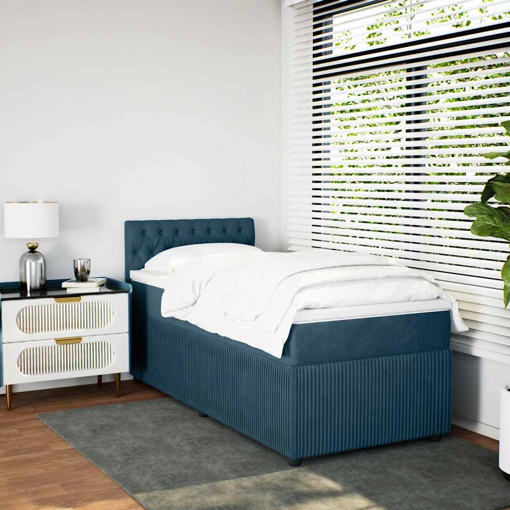 Box spring krevet s madracem plavi 90x190 cm baršunasti