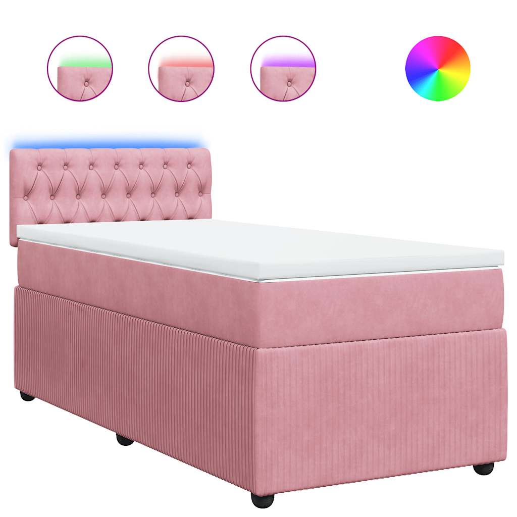 Box spring krevet s madracem ružičasti 90x190 cm baršunasti