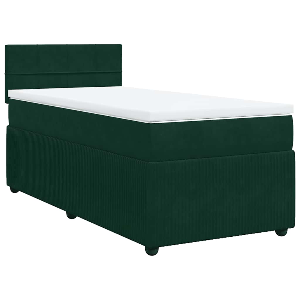 Box spring krevet s madracem tamnozeleni 90x190 cm baršunasti