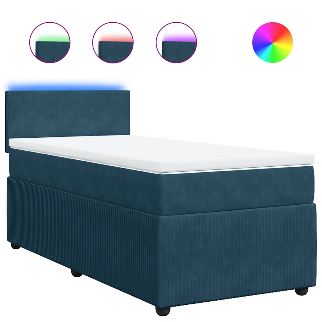 Box spring krevet s madracem plavi 90x200 cm baršunasti