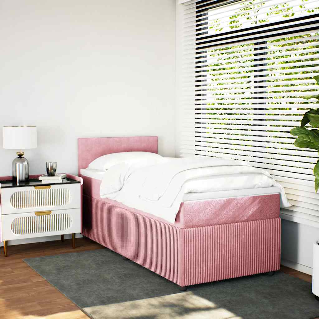Box spring krevet s madracem ružičasti 90x200 cm baršunasti