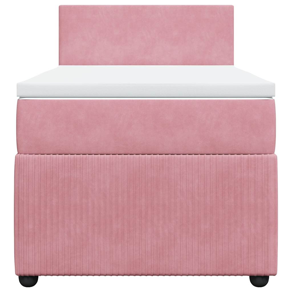 Box spring krevet s madracem ružičasti 90x200 cm baršunasti