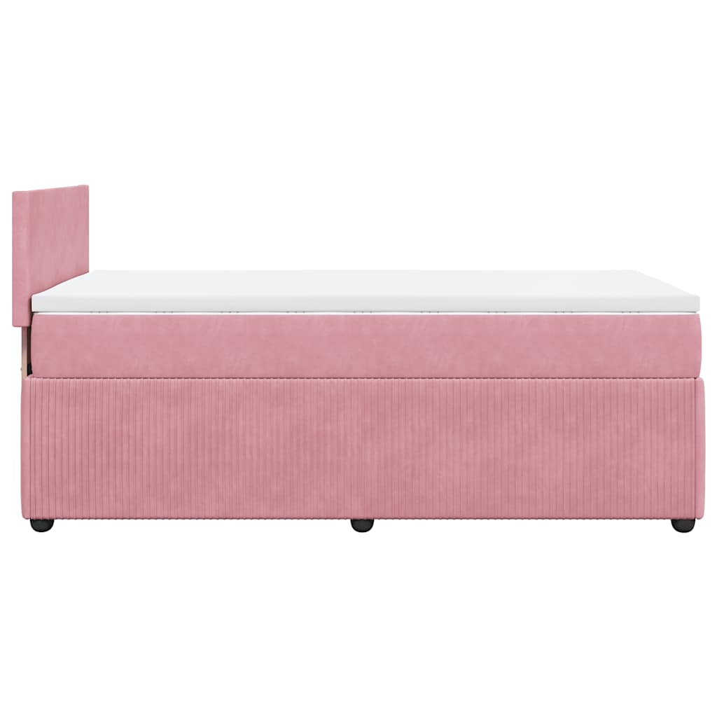 Box spring krevet s madracem ružičasti 90x200 cm baršunasti