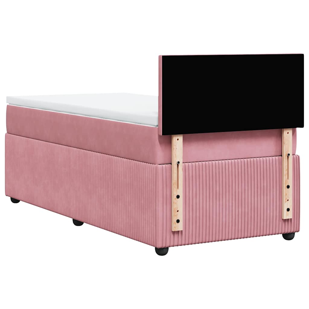 Box spring krevet s madracem ružičasti 90x200 cm baršunasti