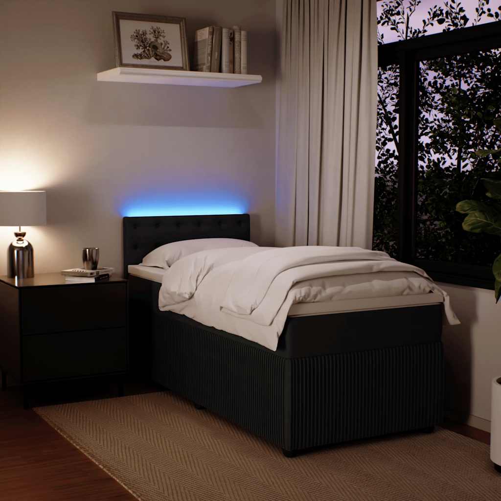 Box spring krevet s madracem crni 90x200 cm baršunasti