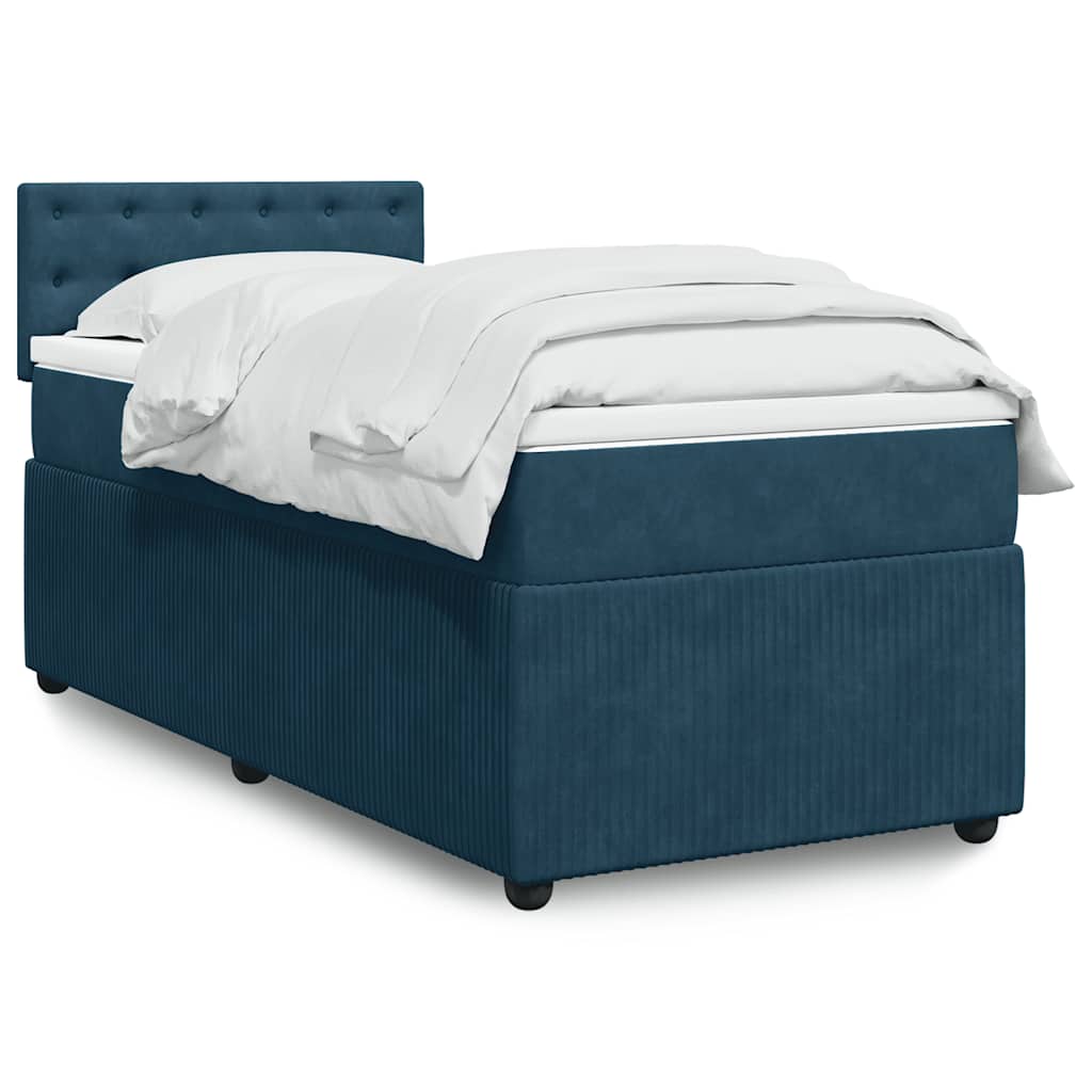 Box spring krevet s madracem plavi 90x200 cm baršunasti