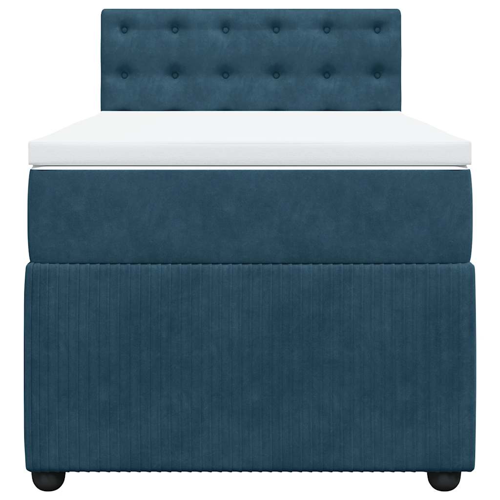 Box spring krevet s madracem plavi 90x200 cm baršunasti