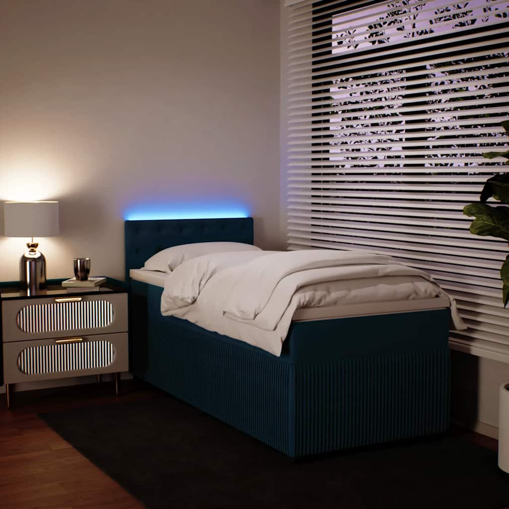Box spring krevet s madracem plavi 90x200 cm baršunasti