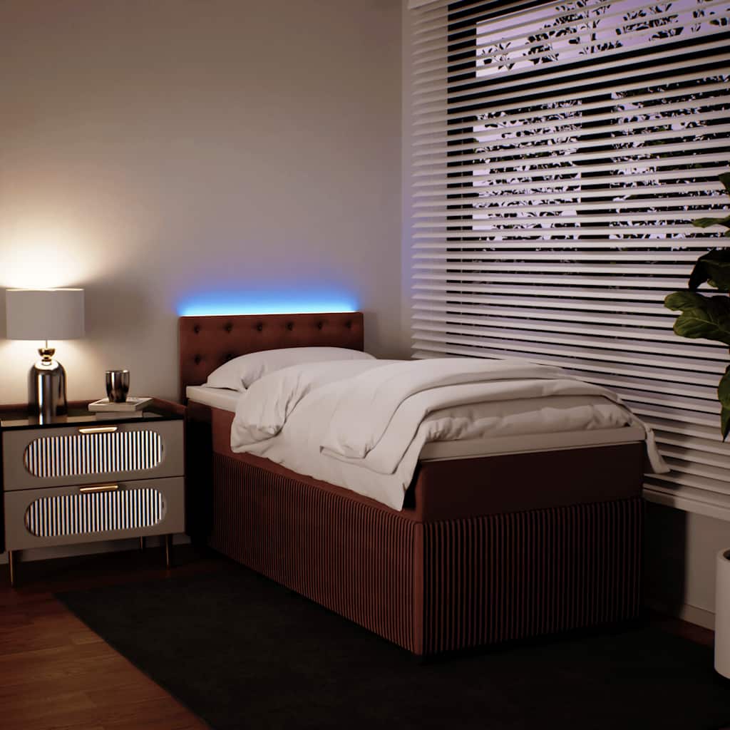 Box spring krevet s madracem ružičasti 90x200 cm baršunasti