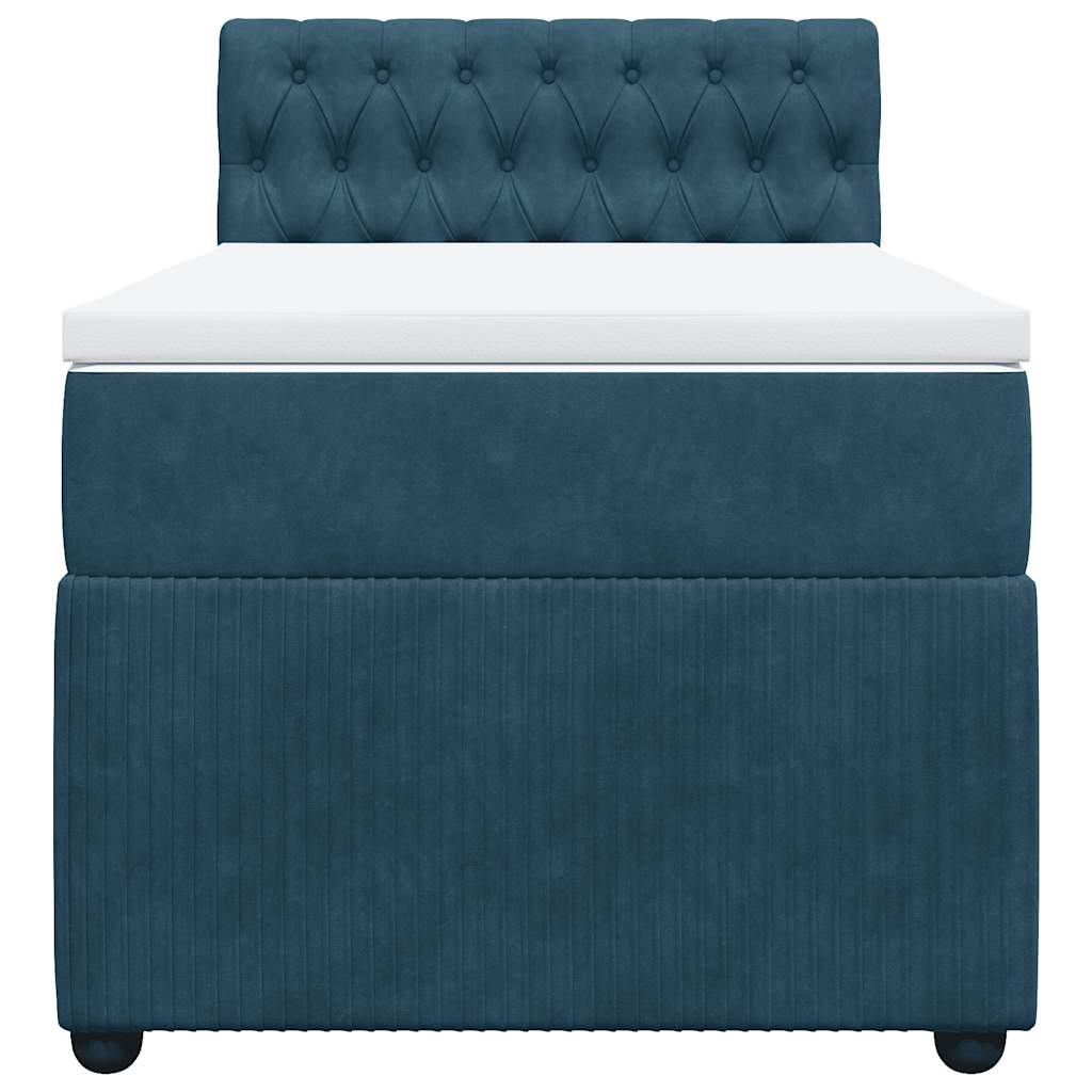 Box spring krevet s madracem plavi 90x200 cm baršunasti
