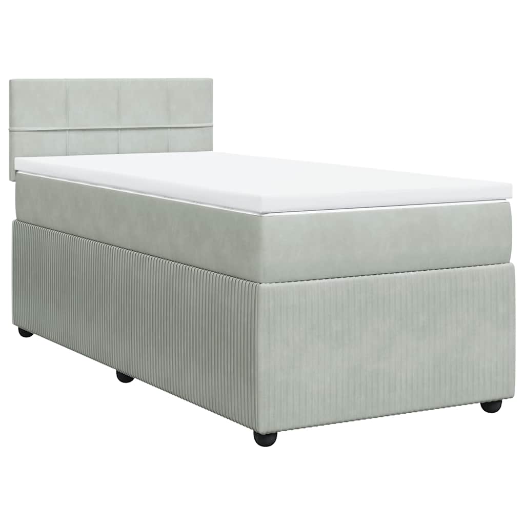 Box spring krevet s madracem svjetlosivi 90x190 cm baršunasti