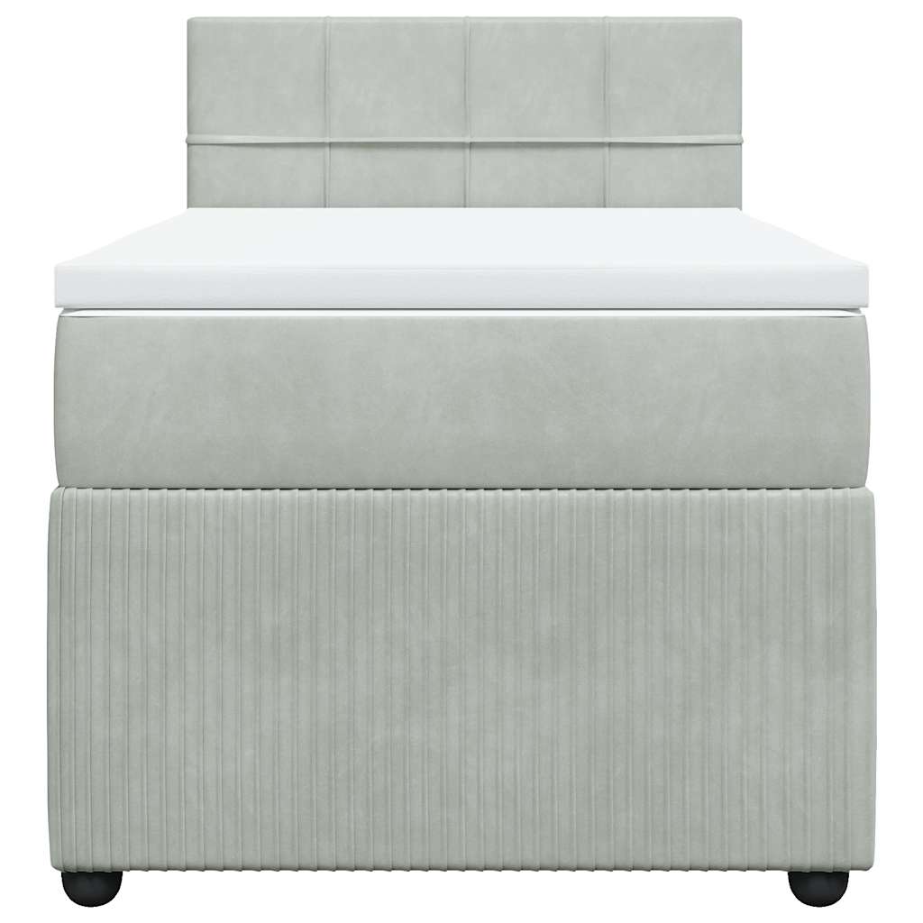Box spring krevet s madracem svjetlosivi 90x190 cm baršunasti